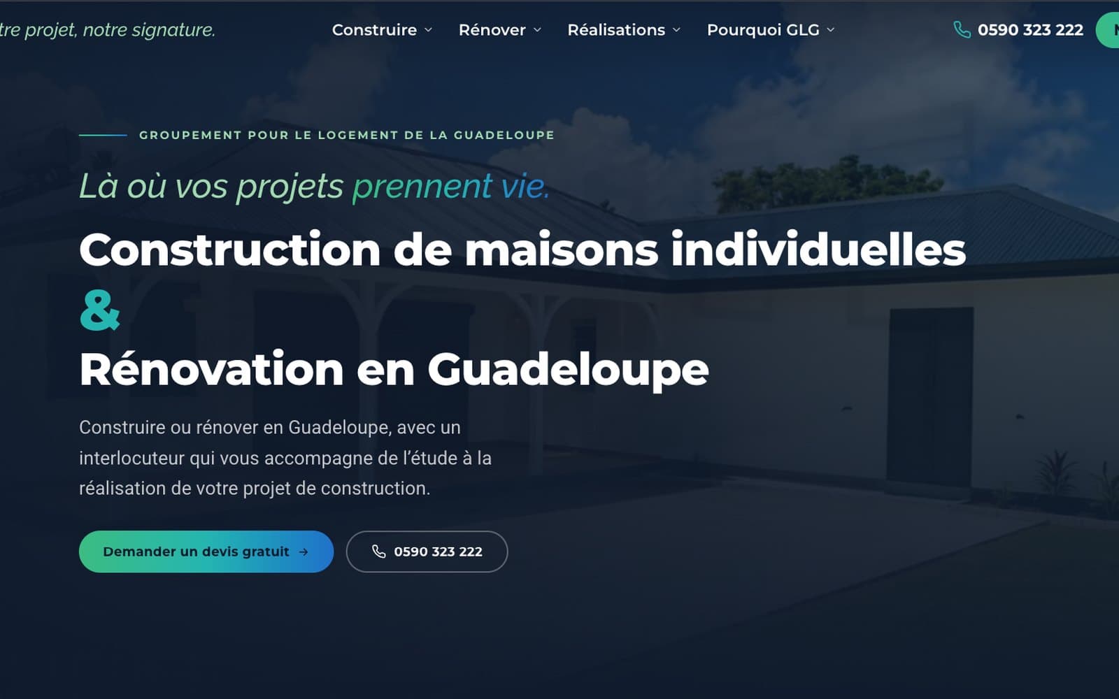 Page d’accueil du site Maison Tropic Concept