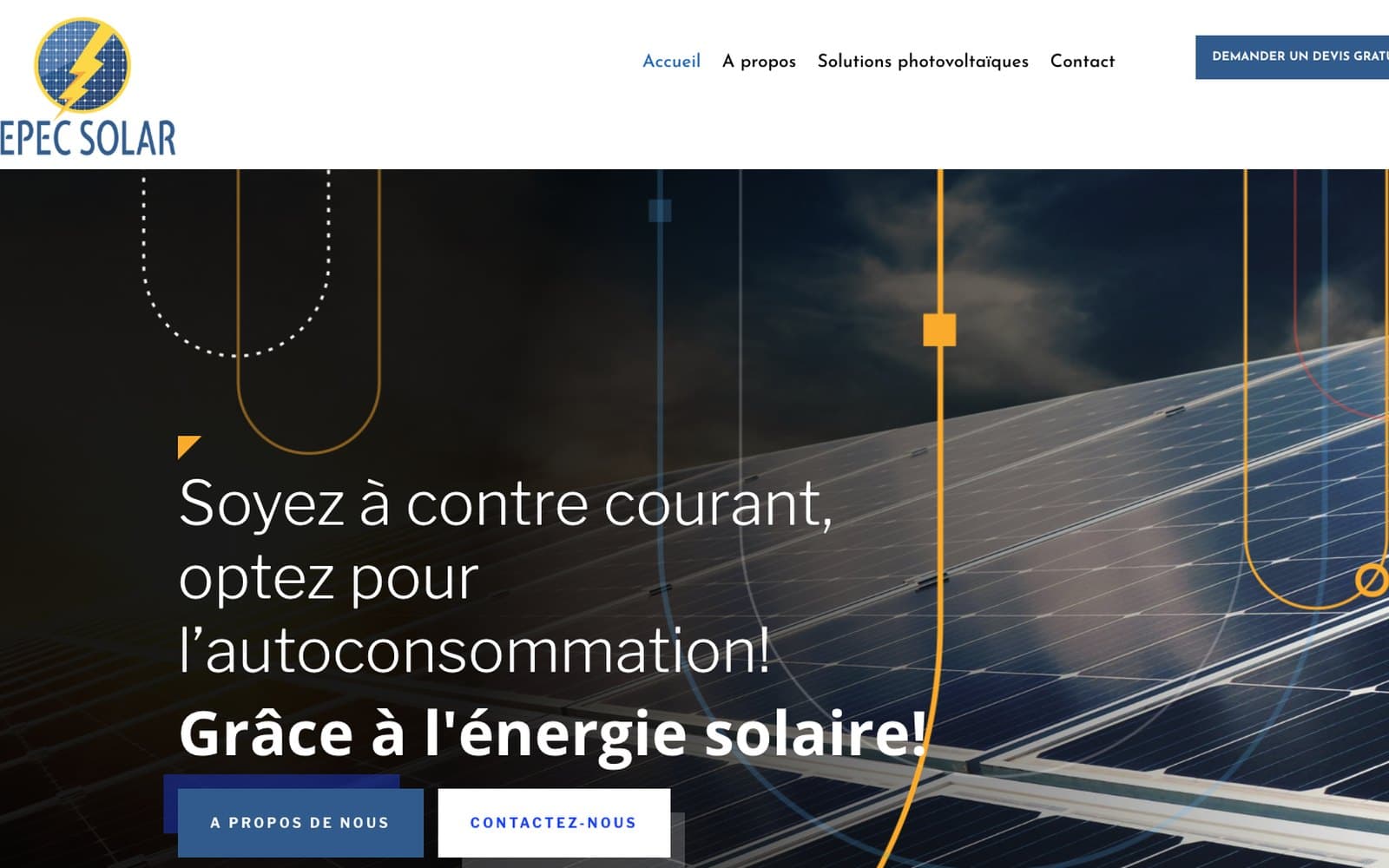 Page d’accueil du site TEPEC Solar